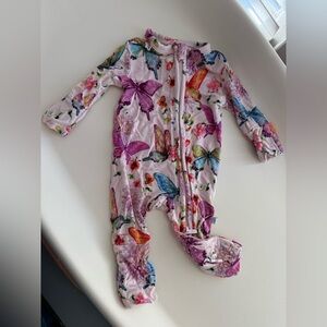 Posh Peanut Premie Colorful Butterfly Baby Girl Zipper Footie Pajamas